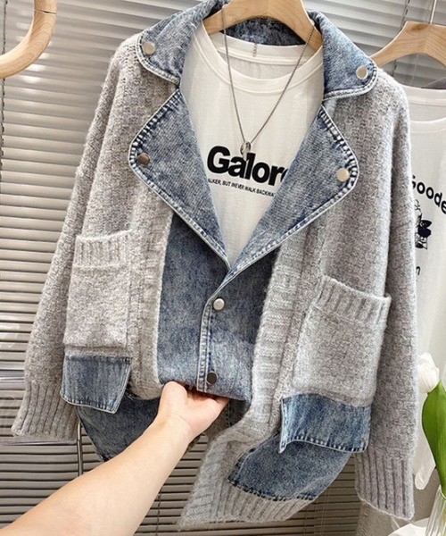 CADBURY（キャドバリー） カーディガン ニット×デニムドッキング