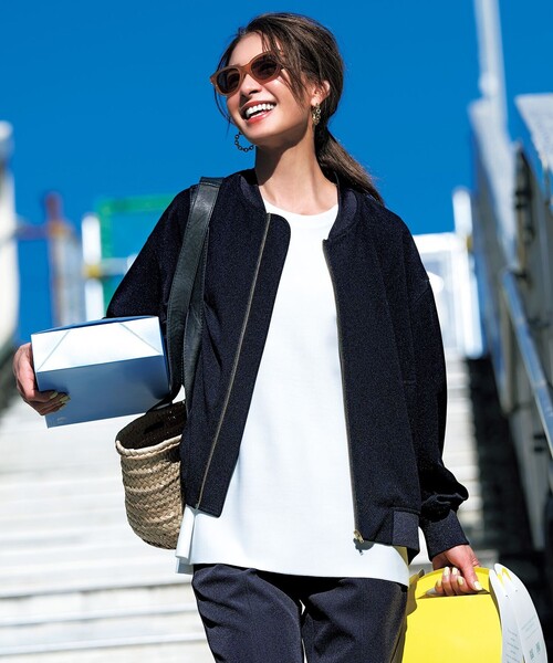 「UNFILO」 ジップアップブルゾン MEDIUM ブラック レディース_画像2