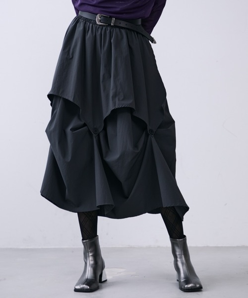 MONOe スカート アシンメトリータックレイヤードスカート : ZOZOTOWN