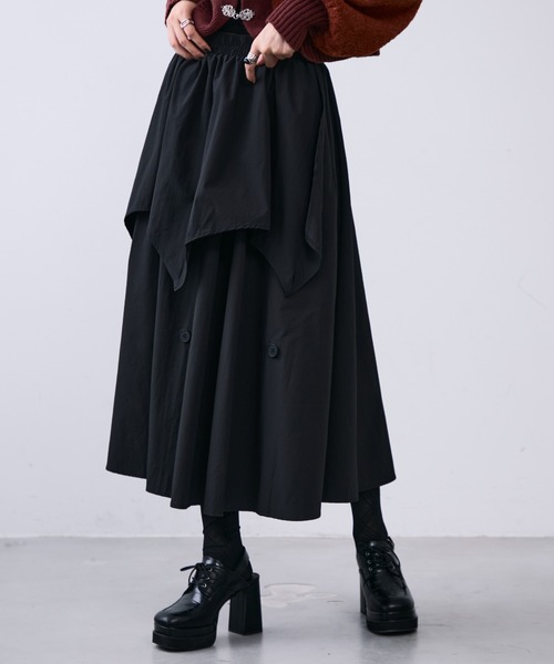 MONOe スカート アシンメトリータックレイヤードスカート : ZOZOTOWN