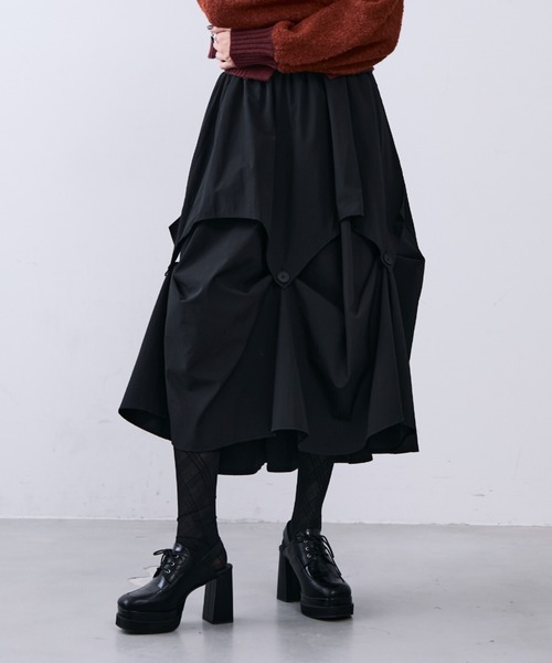 新品✨ N°21 3WAY レイヤードスカート フリンジ ブラック 定価18万 MONOe スカート アシンメトリータックレイヤードスカート : ZOZOTOWN