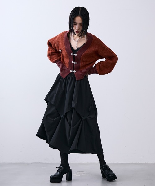 MONOe スカート アシンメトリータックレイヤードスカート : ZOZOTOWN