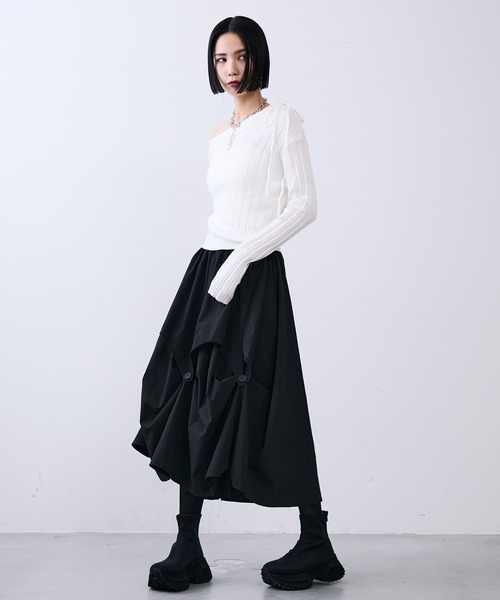 【新品未使用】rokh レイヤードスカートアシンメトリーワンピース　38 MONOe スカート アシンメトリータックレイヤードスカート : ZOZOTOWN