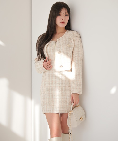 「LIPSERVICE」 ノーカラージャケット S ベージュ レディース_画像5