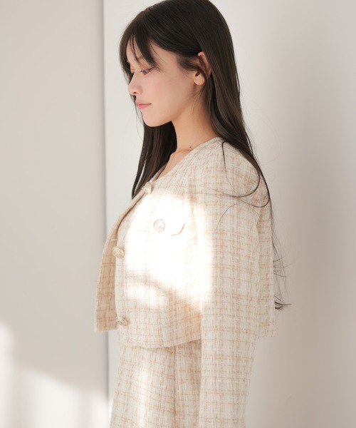 「LIPSERVICE」 ノーカラージャケット S ベージュ レディース_画像7