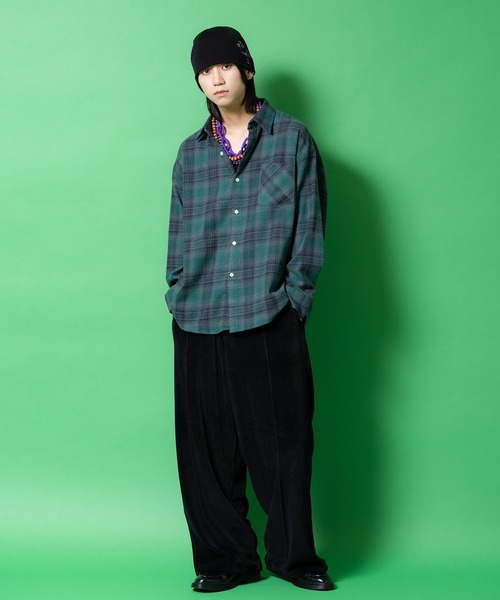 パンツ a.p.o.v. センターパイピングワイドベロアパンツ メンズ