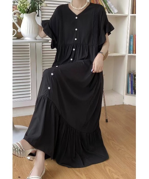 「FAVORITO」 半袖ワンピース F ブラック レディース_画像3