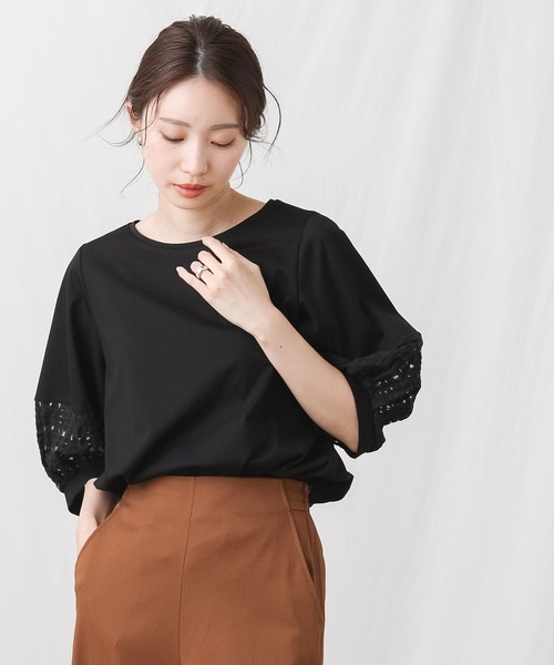 「Gready Brilliant」 「AuieF」半袖カットソー 38 オフホワイト レディース_画像4