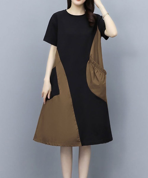 「SallyLunn」 半袖ワンピース LARGE グレー レディース_画像4