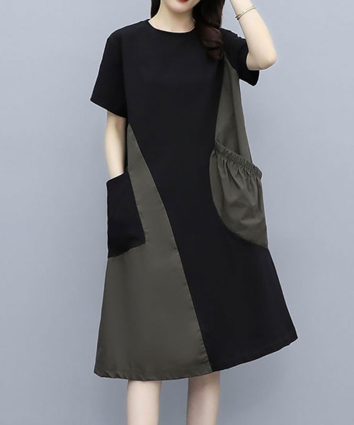 「SallyLunn」 半袖ワンピース LARGE グレー レディース_画像5