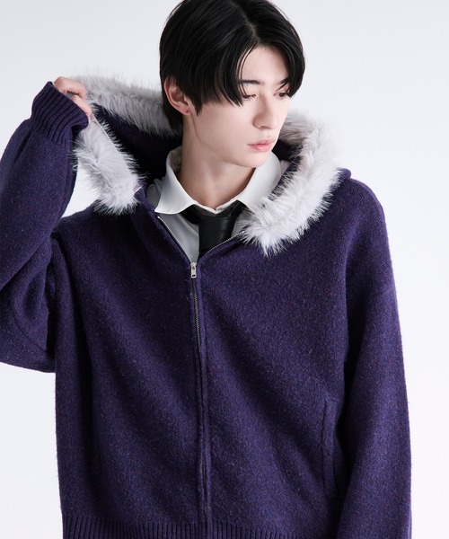 Ellno Loset（エルノロゼット） パーカー 2wayファーフードニット