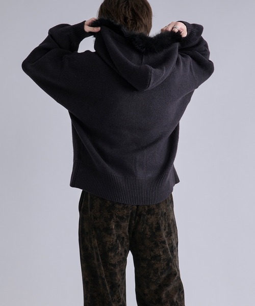 Ellno Loset（エルノロゼット） パーカー 2wayファーフードニット