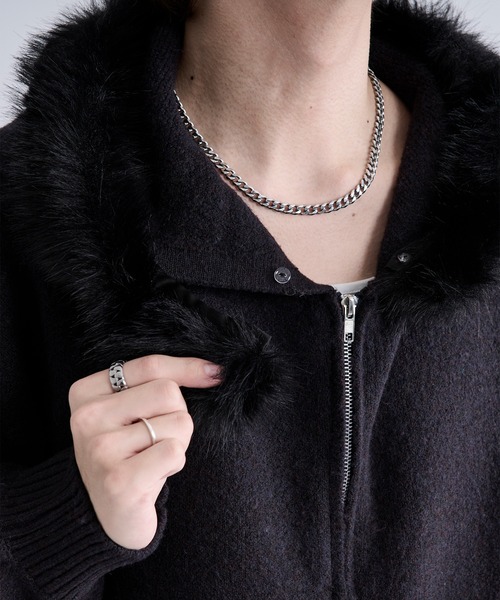Ellno Loset（エルノロゼット） パーカー 2wayファーフードニット