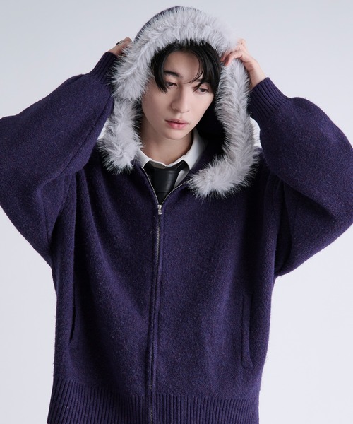 Ellno Loset（エルノロゼット） パーカー 2wayファーフードニット