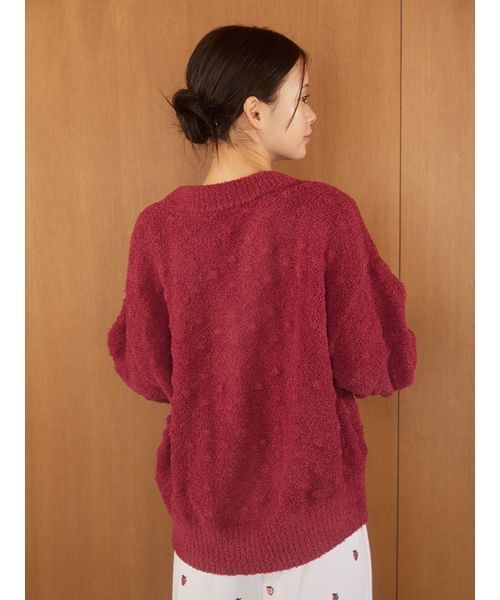 gelato pique シュタイフ　フリースルームウェアカーディガン 赤 gelato pique（ジェラートピケ） パジャマ ルームウェア ラメフェザー