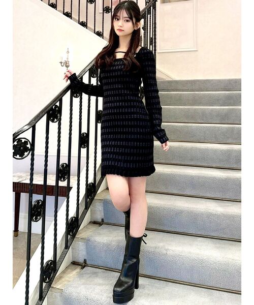 RESEXXY（リゼクシー） ワンピース ジャガードチェックニットミニ