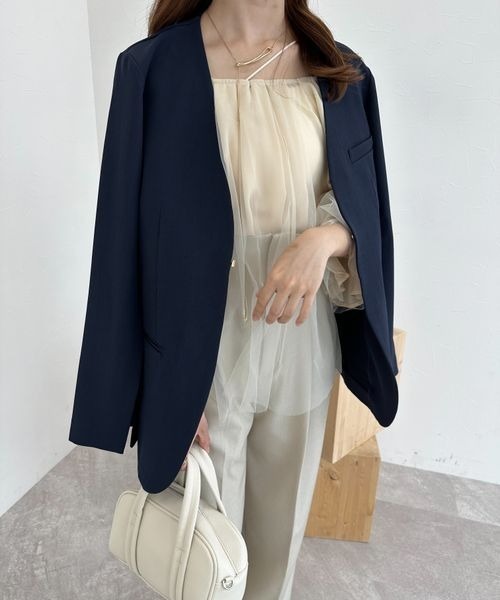 「mysty woman」 ノーカラージャケット FREE ベージュ系その他 レディース_画像8