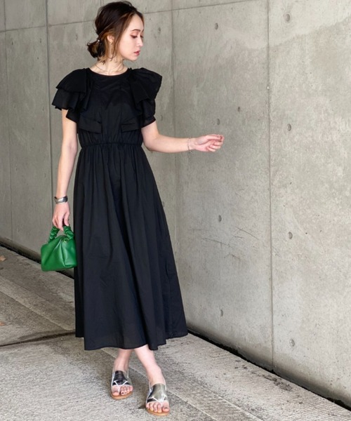 「deux amour」 半袖ワンピース MEDIUM ブラック レディース_画像6