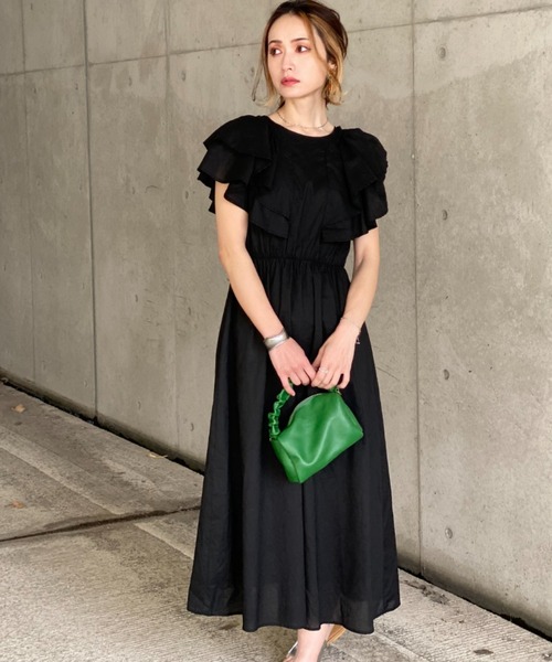 「deux amour」 半袖ワンピース MEDIUM ブラック レディース_画像9