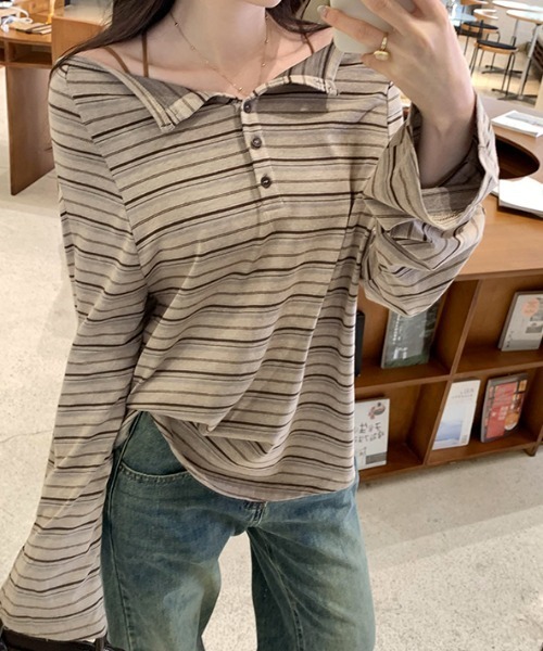 「GEMEDA」 長袖カットソー M ブラック×ホワイト レディース_画像4