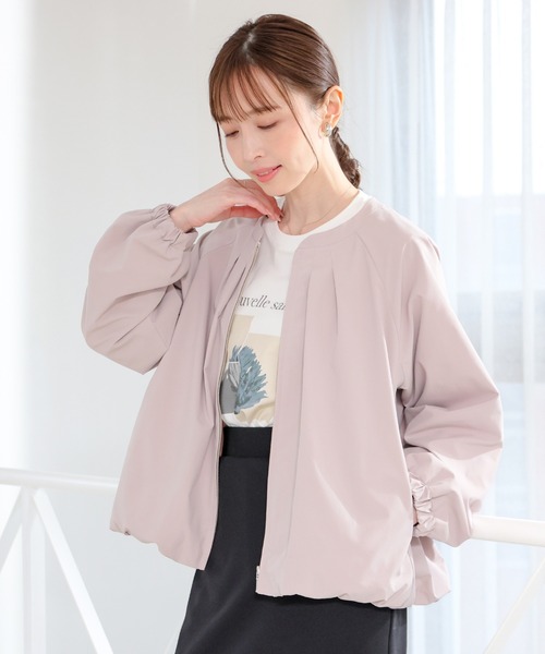 theredthread クラスプバルーンブルゾン アウター トップス 長袖 ふわ袖 ゆったり もっちり ブルゾン ジャケット ジャンバー スタジャン