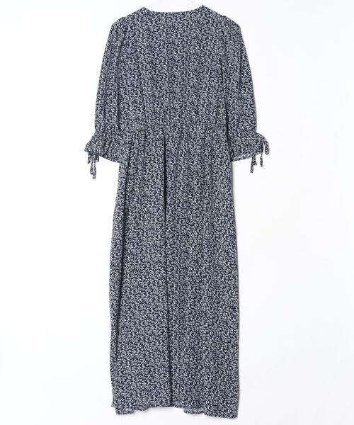 「JUNOAH」 花柄7分袖ワンピース X-LARGE ネイビー レディース_画像2