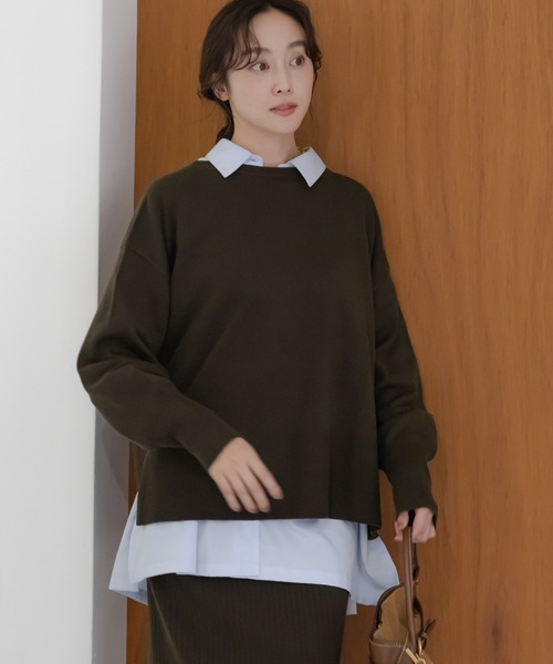 「Elura」 長袖ニット MEDIUM ダークブラウン レディース_画像4