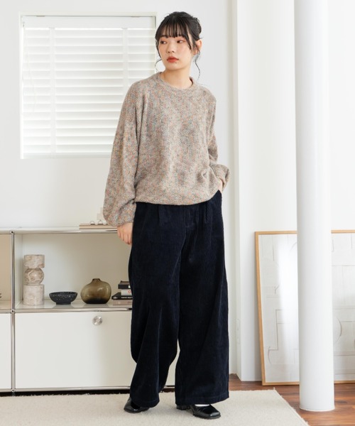 「eLur」 コーデュロイパンツ FREE テラコッタ レディース_画像5