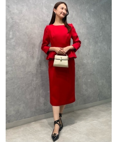 CELFORD（セルフォード） 7分袖ワンピース 38 レッド レディース