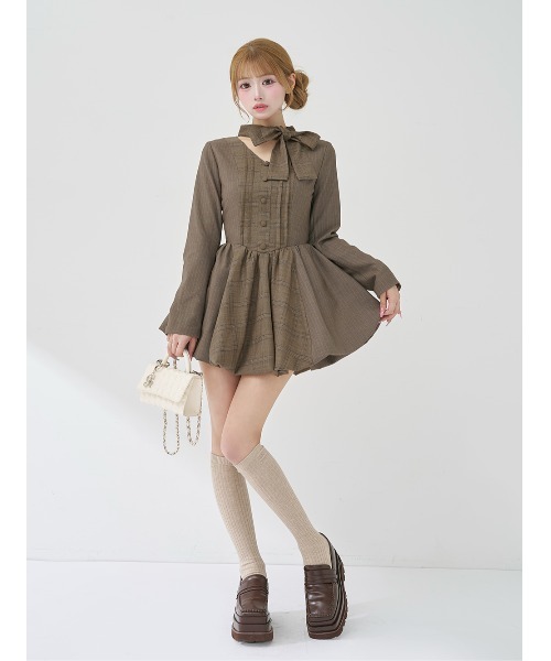 Darich（ダーリッチ） ワンピース チェックストライプバルーンミニ