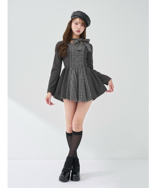 Darich（ダーリッチ） ワンピース チェックストライプバルーンミニ