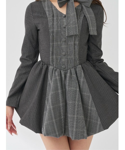 Darich（ダーリッチ） ワンピース チェックストライプバルーンミニ