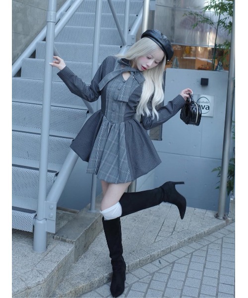 Darich（ダーリッチ） ワンピース チェックストライプバルーンミニ