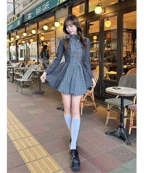 Darich（ダーリッチ） ワンピース チェックストライプバルーンミニ