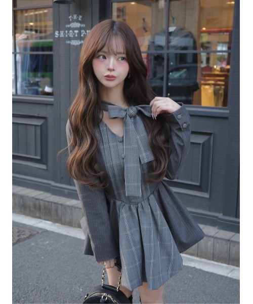 Darich（ダーリッチ） ワンピース チェックストライプバルーンミニ