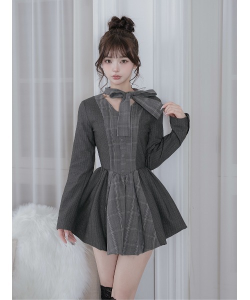 Darich（ダーリッチ） ワンピース チェックストライプバルーンミニ