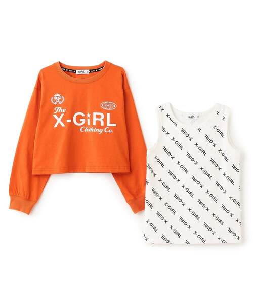 X-girl Stages（エックスガールステージス） tシャツ ロゴ長袖Tシャツ+