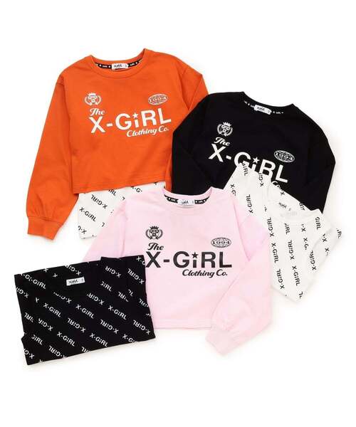 X-girl Stages（エックスガールステージス） tシャツ ロゴ長袖Tシャツ+