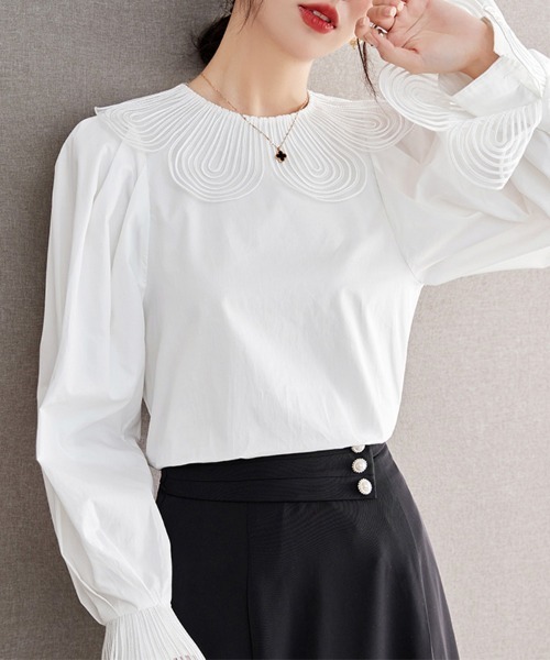 ブラウス シャツ スカラップ刺繍ブラウス レディース : ZOZOTOWN Yahoo