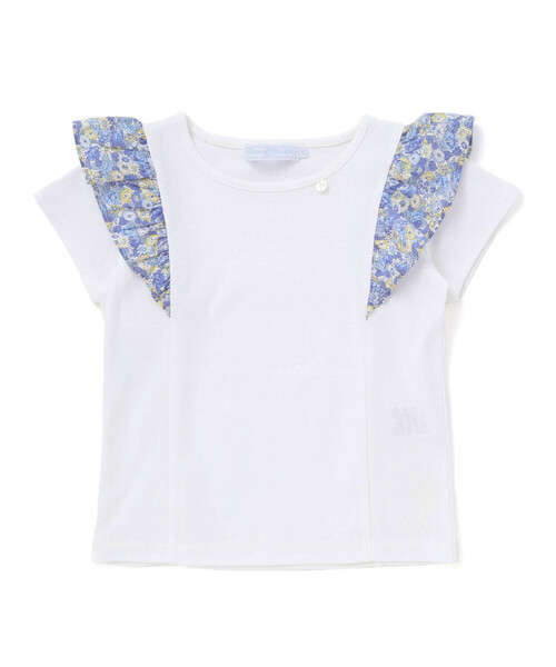 tシャツ 「日本製」「お揃い」リバティ(leontyne dream)プリントタナローン フリルデザインTシャツ キッズ 子供服 女の子の画像