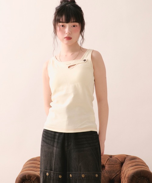 loin nuit タンクトップ ノースリーブ stitch design tank top