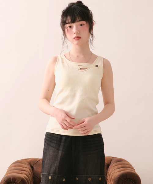loin nuit タンクトップ ノースリーブ stitch design tank top