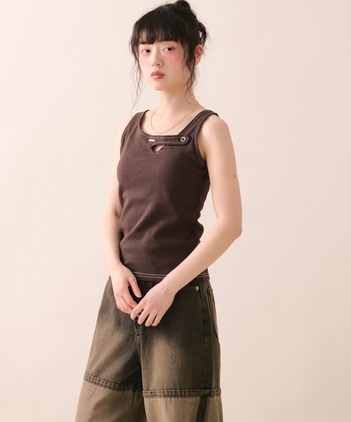 loin nuit タンクトップ ノースリーブ stitch design tank top