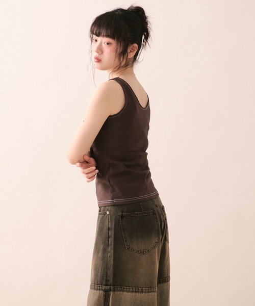 loin nuit タンクトップ ノースリーブ stitch design tank top