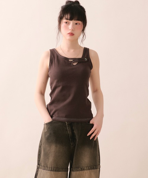 loin nuit タンクトップ ノースリーブ stitch design tank top