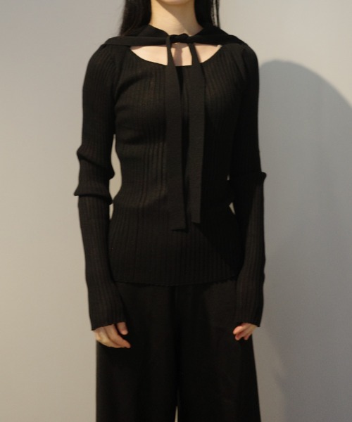 CLANE(クラネ) ニット セーター CLANE SHEER RIB RIBBON KINT TOPS CLANE(クラネ) ニット セーター CLANE SHEER RIB RIBBON KINT TOPS