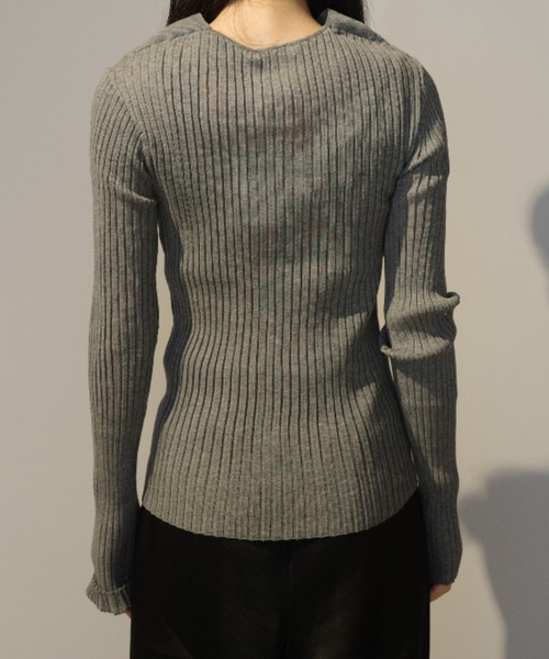 CLANE（クラネ） ニット セーター CLANE SHEER RIB RIBBON KINT TOPS