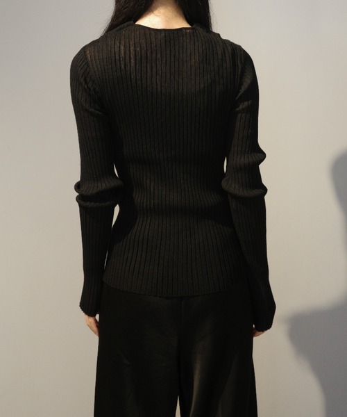 CLANE（クラネ） ニット セーター CLANE SHEER RIB RIBBON KINT TOPS