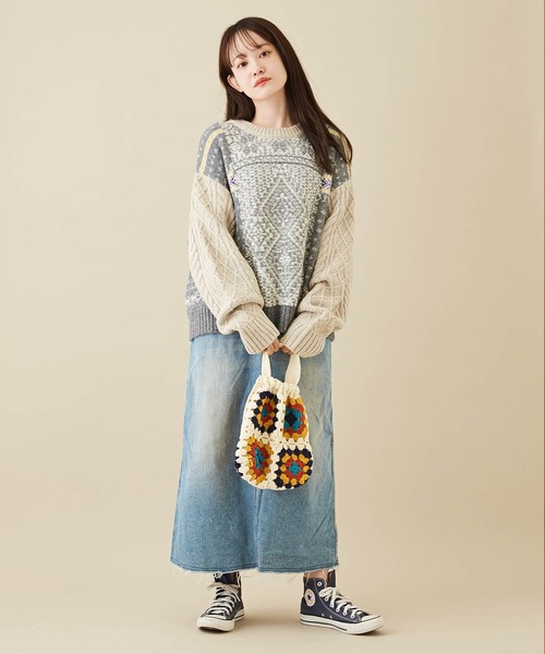 「CUBE SUGAR」 長袖ニット M トップグレー レディース_画像2