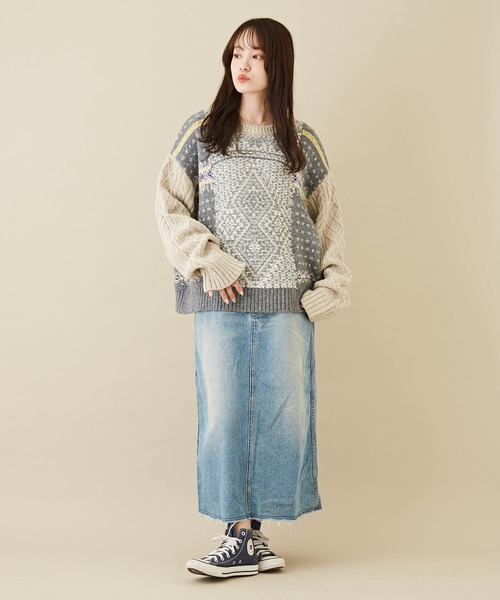 「CUBE SUGAR」 長袖ニット M トップグレー レディース_画像3